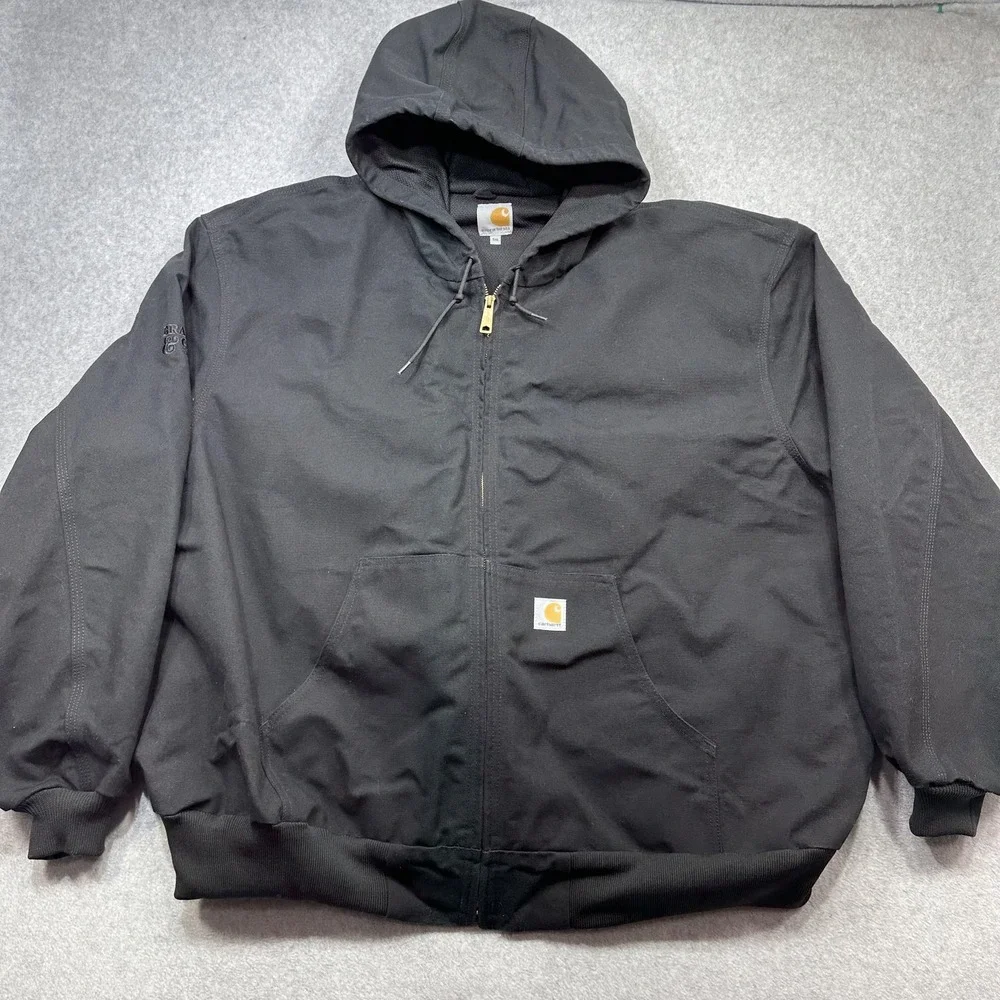 Carhartt Duck Thermal Lined Active Jacket Mens 5XL Black J131 Hooded Zip Outdoor